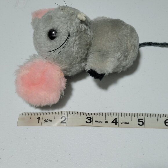 Vintage 70s Fun Farms Mouse 5 inch Plush Rodent Rat Gray Stuffed Animal Toy - Picture 5 of 5